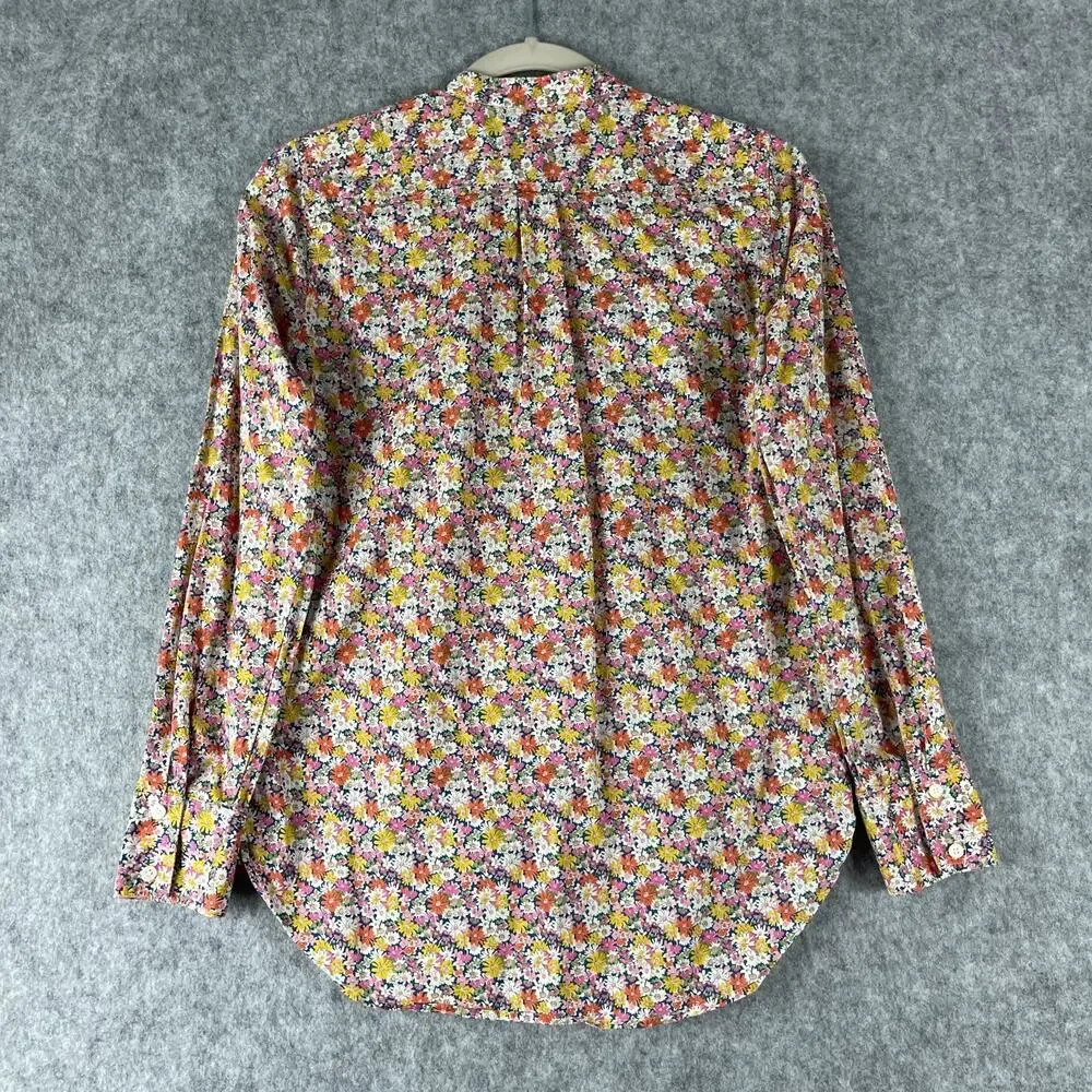 J.Crew Liberty London Band Collar Ruffled Shirt Womens‎ XS Libby Floral Cotton